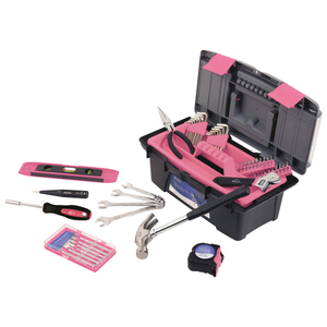 53pc Household Tool Kit with Tool Box Pink