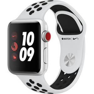 Watch Nike+ Series 3 38mm Smartwatch (GPS + Cellular, Silver Aluminum Case, Pure Platinum/Black Nike Sport Band)