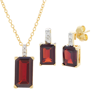 Garnet Earring & Necklace Set