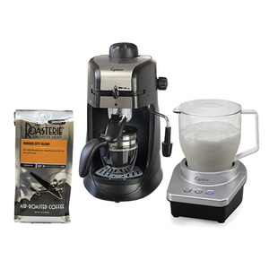 Pro Espresso & Cappuccino Machine w/ Milk Frother and Roasterie Gourmet Coffee