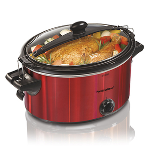 Stay or Go 5 Qt Shimmer Finish Slow Cooker Red