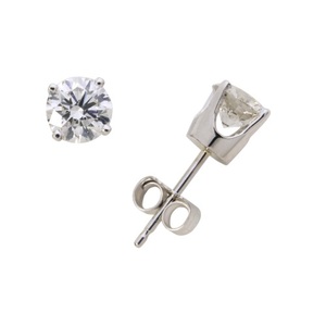 14k White Gold Diamond Solitaire Earrings .15twt