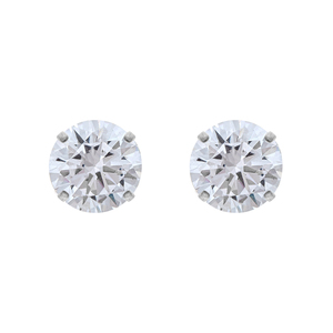 14K White Gold 7mm Round Cubic Zirconia Stud Earrings