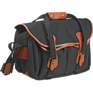 335 Shoulder Bag (Canvas, Black with Tan Leather Trim)