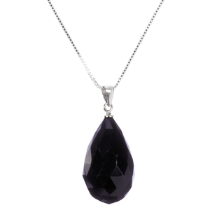 Lita Sterling Silver Chain With Black Onyx Pendant 18"