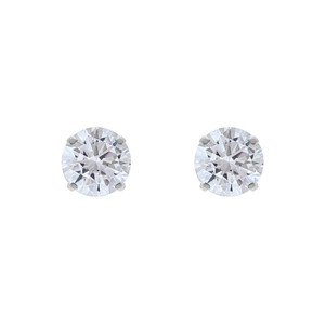14K White Gold 5mm Round Cubic Zirconia Stud Earrings