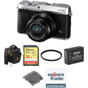 X-E3 Mirrorless Digital Camera with 23mm Lens Deluxe Kit (Silver)