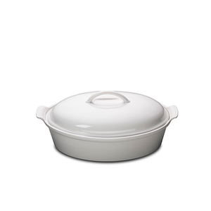 Heritage 4 Qt. Covered Stoneware Oval Casserole White