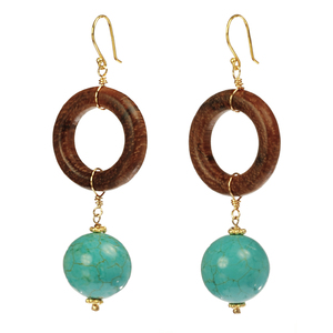 Lita Gold Plated Sterling Silver Shell And Turquoise Earrings
