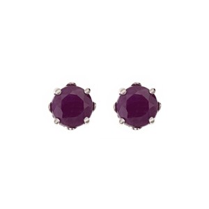 Sterling Silver 5mm Round Genuine Ruby Openwork Stud Earring
