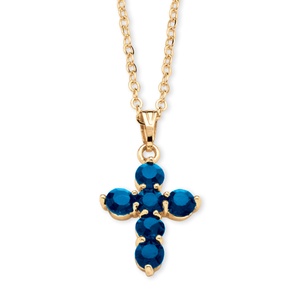 Birthstone Cross Pendant Necklace in Yellow Gold Tone