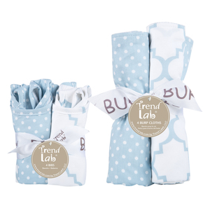 Trend Lab Blue Sky 8 Piece Bib and Burp Cloth Set
