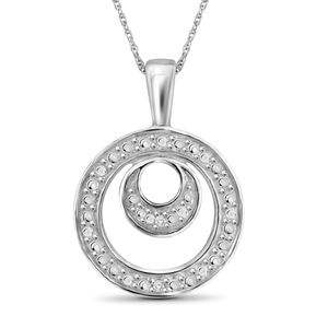 JewelonFire White Diamond Accent Sterling Silver Double Circle Pendant