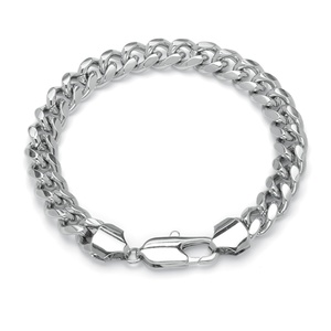 PalmBeach Jewelry Men's 10.5 mm Curb-Link Chain Bracelet in Silvertone 9"