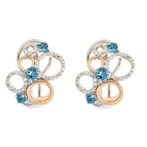 Ladies Sterling Silver Genuine Blue Topaz Gemstone and .25 cttw Diamond Earrings