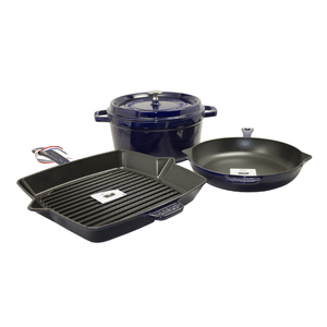 Cast Iron 4pc Cookware Set Dark Blue