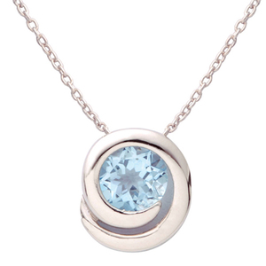 Silver Swirl Blue Topaz Necklace