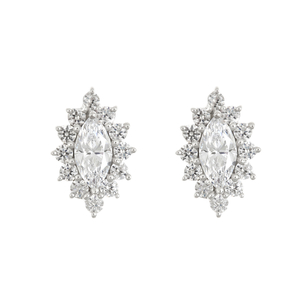 Ladies Sterling Silver Marquis Cubic Zirconia Earrings