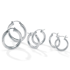 PalmBeach Jewelry 3 Pair Hoop Earrings Set in Sterling Silver
