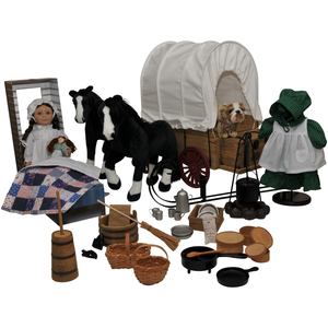 The Queen's Treasures Complete Little House on the Prairie® 18 Inch Laura Ingalls Doll and 42 Pc Wagon, Sleigh, Horses,  & Prairie Accessory Set