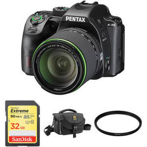 K-70 DSLR Camera with 18-135mm Lens and Accessories Kit (Black)