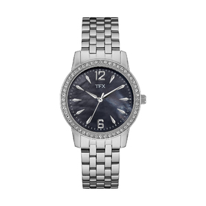 TFX by Bulova Ladies Crystal Steel Watch Black Mother-of-Pearl