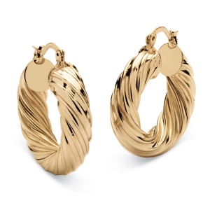 PalmBeach Jewelry Twist Hoop Earrings Gold Tone