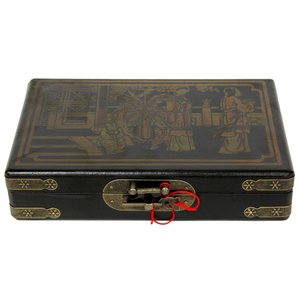 Oriental Furniture Black Lacquer Domino Set Box