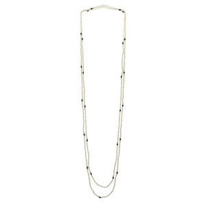 Genuine Freshwater Rice Pearl & Black Onyx 82" Endless Necklace