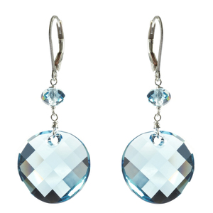 Lita Sterling Silver Swarovski Aquamarine Colored Round Drop Earrings