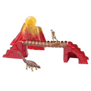 Tomy ANIA Prehistoric Adventure Set with Ankylosaurus, Ranger, Bridge and Volcano with Boulder