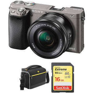 Alpha a6000 Mirrorless Digital Camera with 16-50mm Lens and Accessory Kit (Graphite)