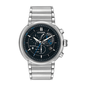 Mens Eco-Drive Proximity Stainless Steel Watch Black Dial