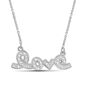 JewelonFire White Diamond Accent Sterling Silver &quot;LOVE&quot; Pendant