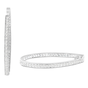 14k White Gold 1ct TDW Round Diamond Hoop Earrings (I-J I2-I3)