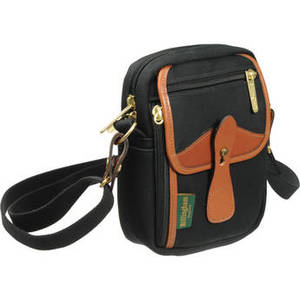 Stowaway Compact Shoulder Bag (Black/Tan Leather)