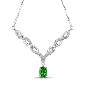 JewelonFire 1/2 Carat T.G.W. Chrome Diopside And White Diamond Accent Sterling Silver Pendant
