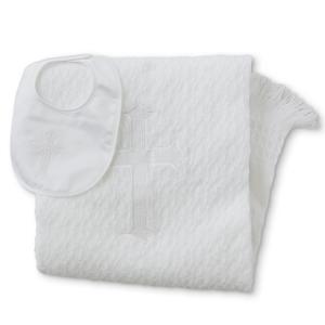 Sage Infants' Christening Blanket & Bib