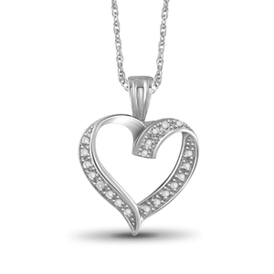 JewelonFire White Diamond Accent Sterling Silver Heart Pendant