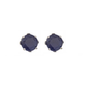 Sterling Silver 5mm Round Genuine Sapphire Openwork Stud Earring