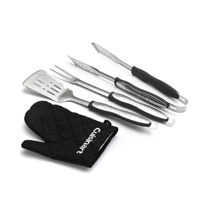 3pc Grilling Tool Set with Black Grill Glove Black