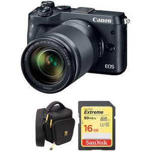 EOS M6 Mirrorless Digital Camera with 18-150mm Lens and Accessories Kit (Black)