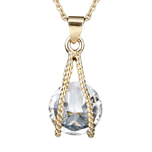 West Coast Jewelry Gold Plated Stainless Steel with CZ Suspended Pendant Necklace