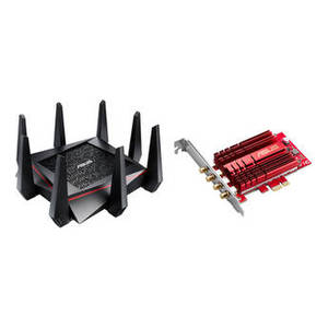 RT-AC5300 Tri-Band Wirleess AC5300 Gigabit Router Kit with PCE-AC88 Wireless PCIe Network Adapter