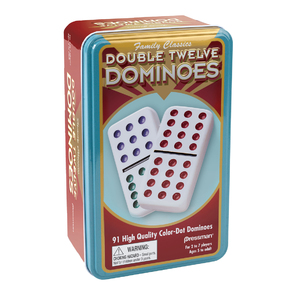 Double 12 Color Dot Dominoes In Tin