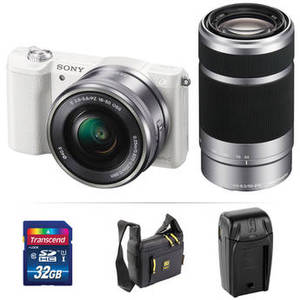 Alpha a5100 Mirrorless Digital Camera with 16-50mm and 55-210mm Lenses and Accessories Kit (White)