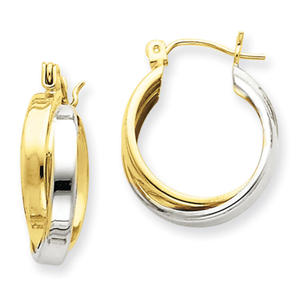 14k Two-Tone Gold Polished Double Hoop Earrings
