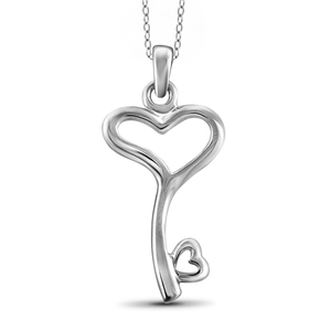 JewelonFire Sterling Silver Heart Key Pendant