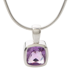 Purple Amethyst Necklace w/ Stainless Steel Chain