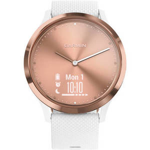 vivomove HR Sport Watch (Small/Medium, Rose Gold with White Silicone Band)